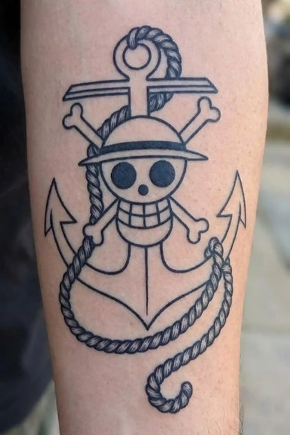 The Straw Hat Anchor Legacy anime temporary tattoo design