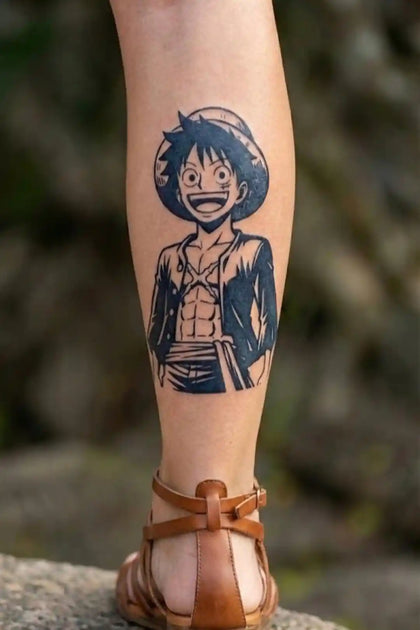 Luffy’s Iconic Grin (Shonen Style) anime temporary tattoo design