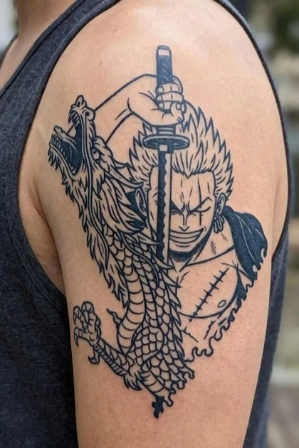 Zoro and the Dragon anime temporary tattoo design