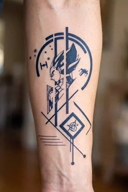 Dragon Ball Z Geometric Emblem developed tattoo on skin