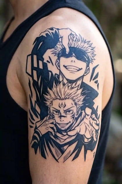 Gojo and Sukuna Curse Duo developed tattoo on skin