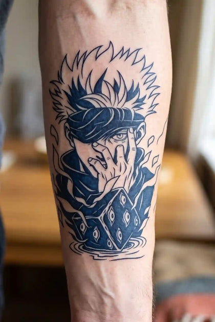 Gojo Limitless Energy developed tattoo on skin