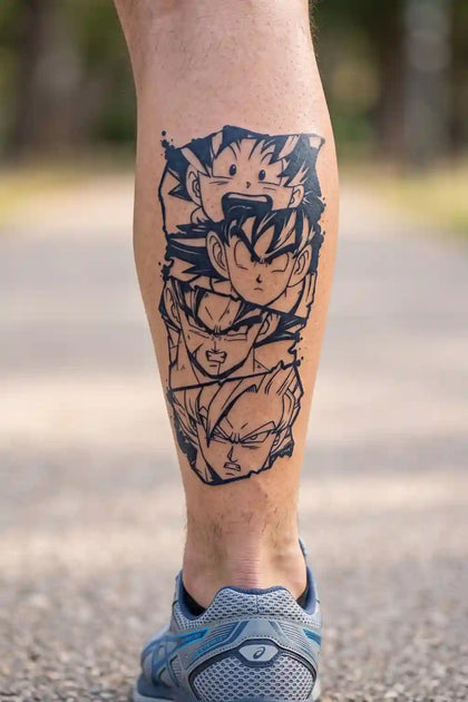 Goku Evolution Power Stack developed tattoo on skin