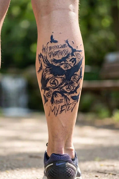 Itachi Uchiha Eye Storm developed tattoo on skin