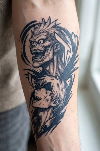Ryuk and Misa Dark Duo developed tattoo on skin
