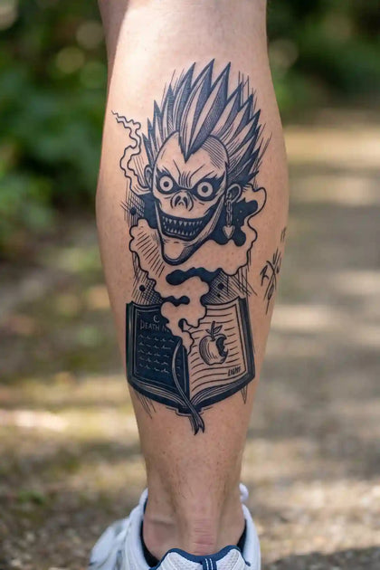 Ryuk Death Note Ledger developed tattoo on skin