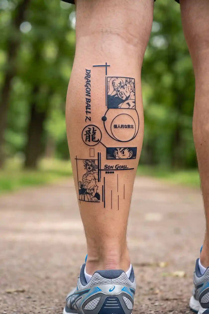 Son Goku Manga Panels developed tattoo on skin