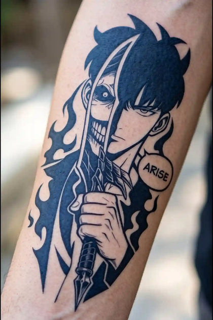 Sung Jinwoo Arise Dagger developed tattoo on skin