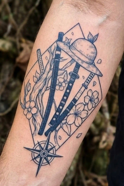 Roronoa’s Path: The Three-Sword Style anime temporary tattoo design