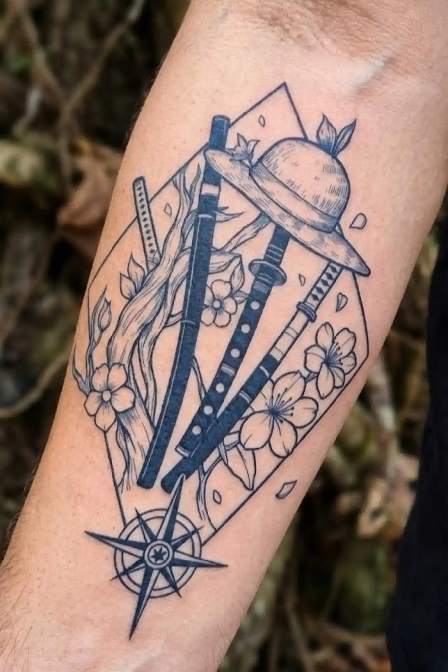 Roronoa’s Path: The Three-Sword Style anime temporary tattoo design