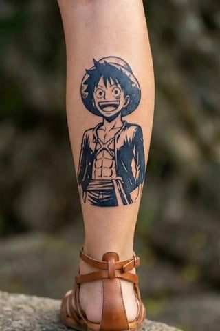 Luffy’s Iconic Grin (Shonen Style) anime temporary tattoo design