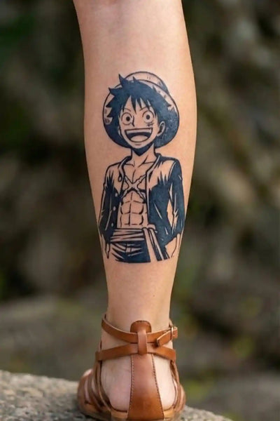 Luffy’s Iconic Grin (Shonen Style) anime temporary tattoo design