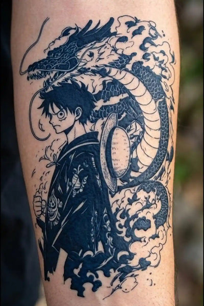 Luffy & The Dragon Spirit anime temporary tattoo design
