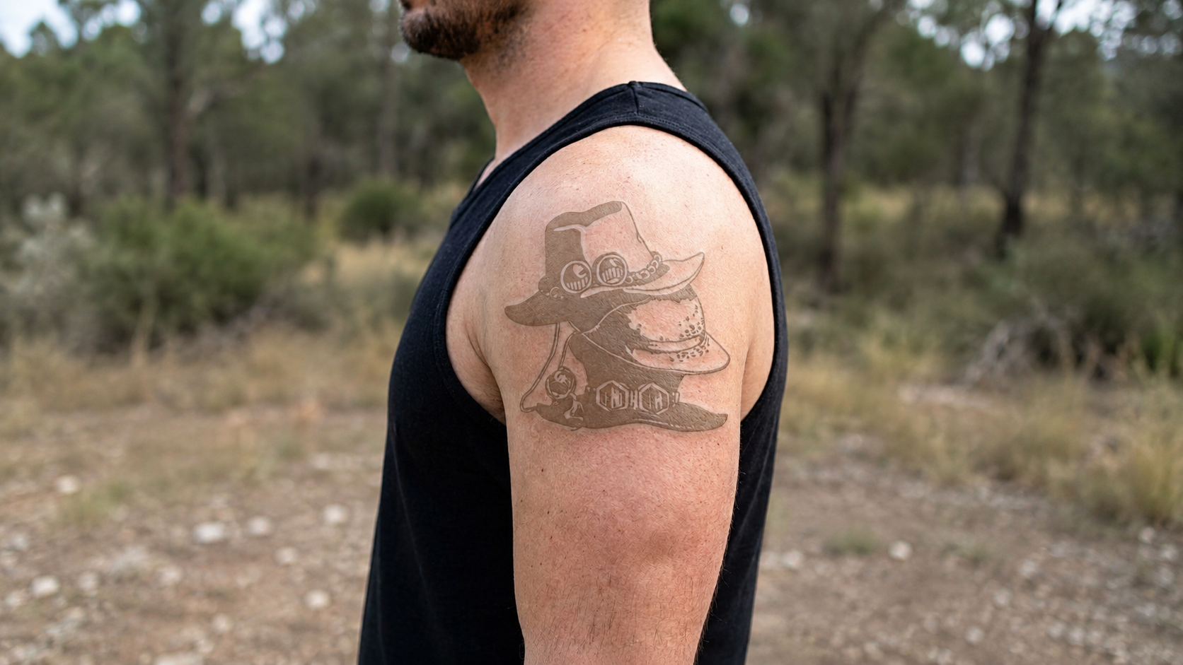 Anime temporary tattoo right after application on skin