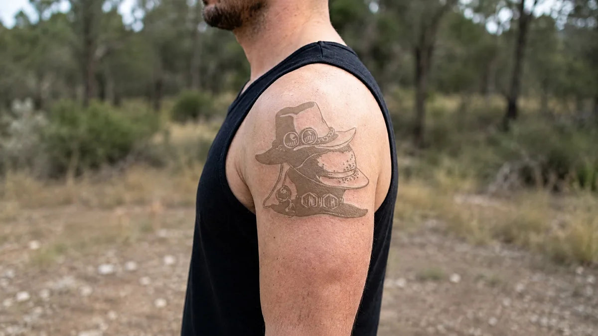 Anime temporary tattoo right after application on skin