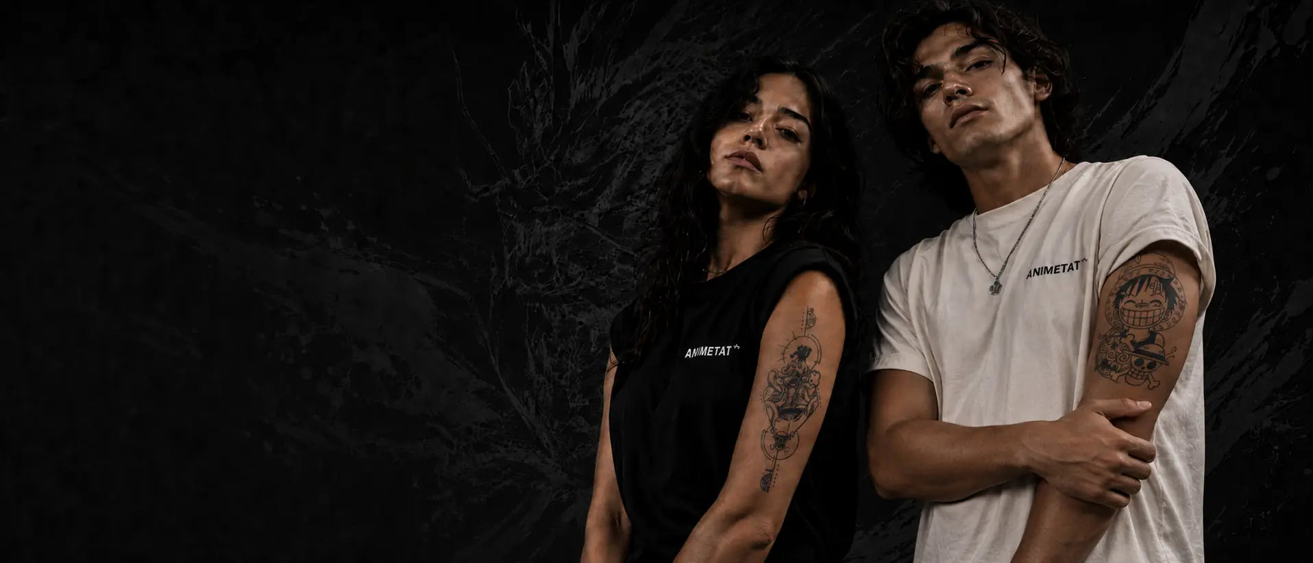 ANIMETAT models wearing anime temporary tattoos