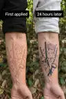 ANIMETAT tattoo first applied and 24 hours later
