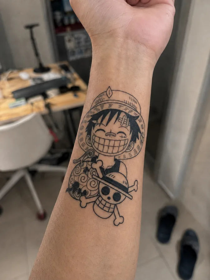 Luffys Fearless Joy customer tattoo result