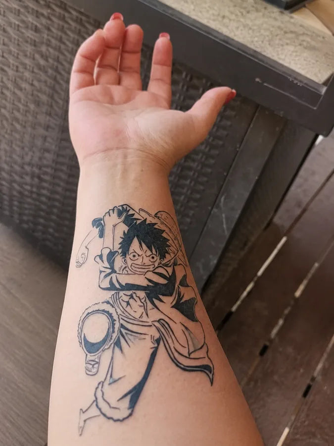 Luffys Gear 5 Shadow customer tattoo result