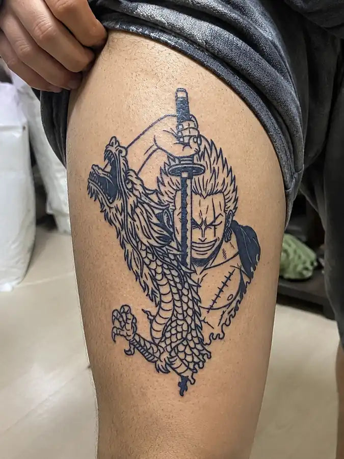 Zoro and the Dragon customer tattoo result