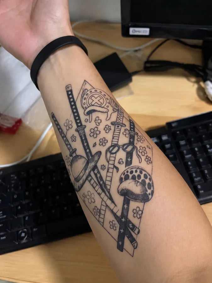 Luffy and Zoros Brotherhood customer tattoo result