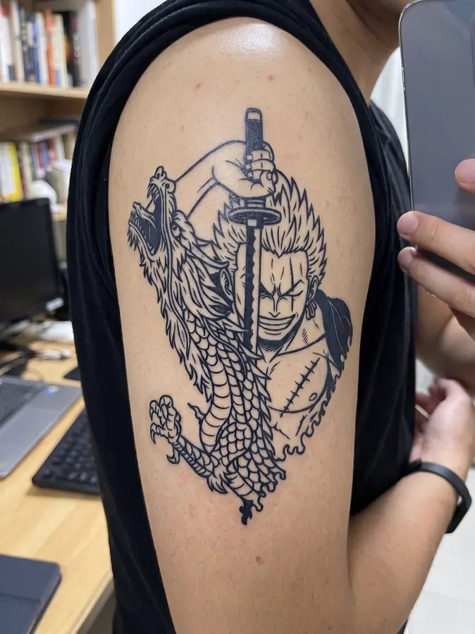 Zoro and the Dragon customer tattoo result
